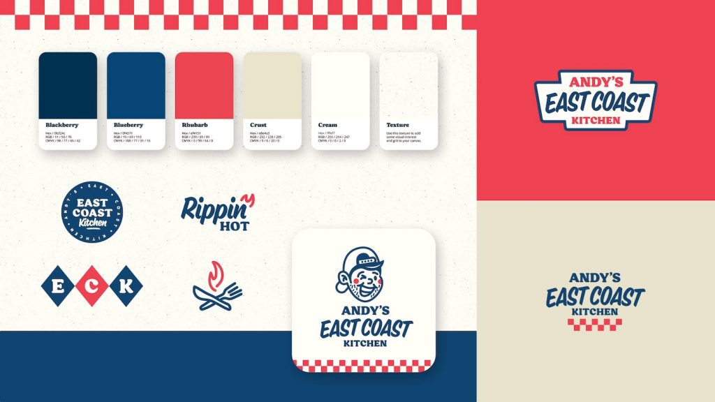 Andy's East Coast Kitchen Branding System - Colours, Fonts, Secondary Icons & Logos